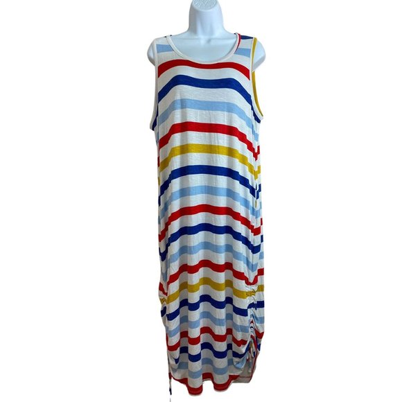 Lane Bryant Multicolor Striped Maxi Dress Sz 14/16 Long Sleeveless Beach Casual - Picture 1 of 8